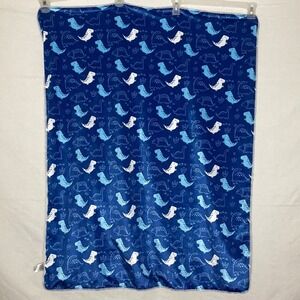 Manhattan Kids Dinosaur Baby‎ Blanket Throw Plush Sherpa Backing Pet Blue White